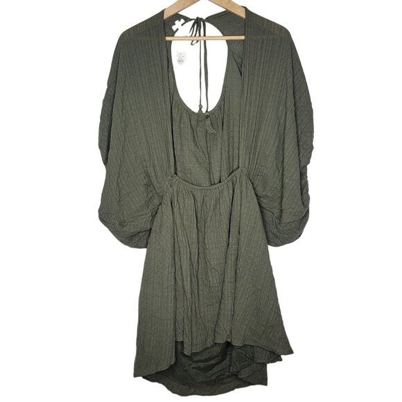 Aerie NEW 2XL Green Keyhole Back Off‎ Shoulder Women's Boho Top $54.95 - Picture 1 of 5